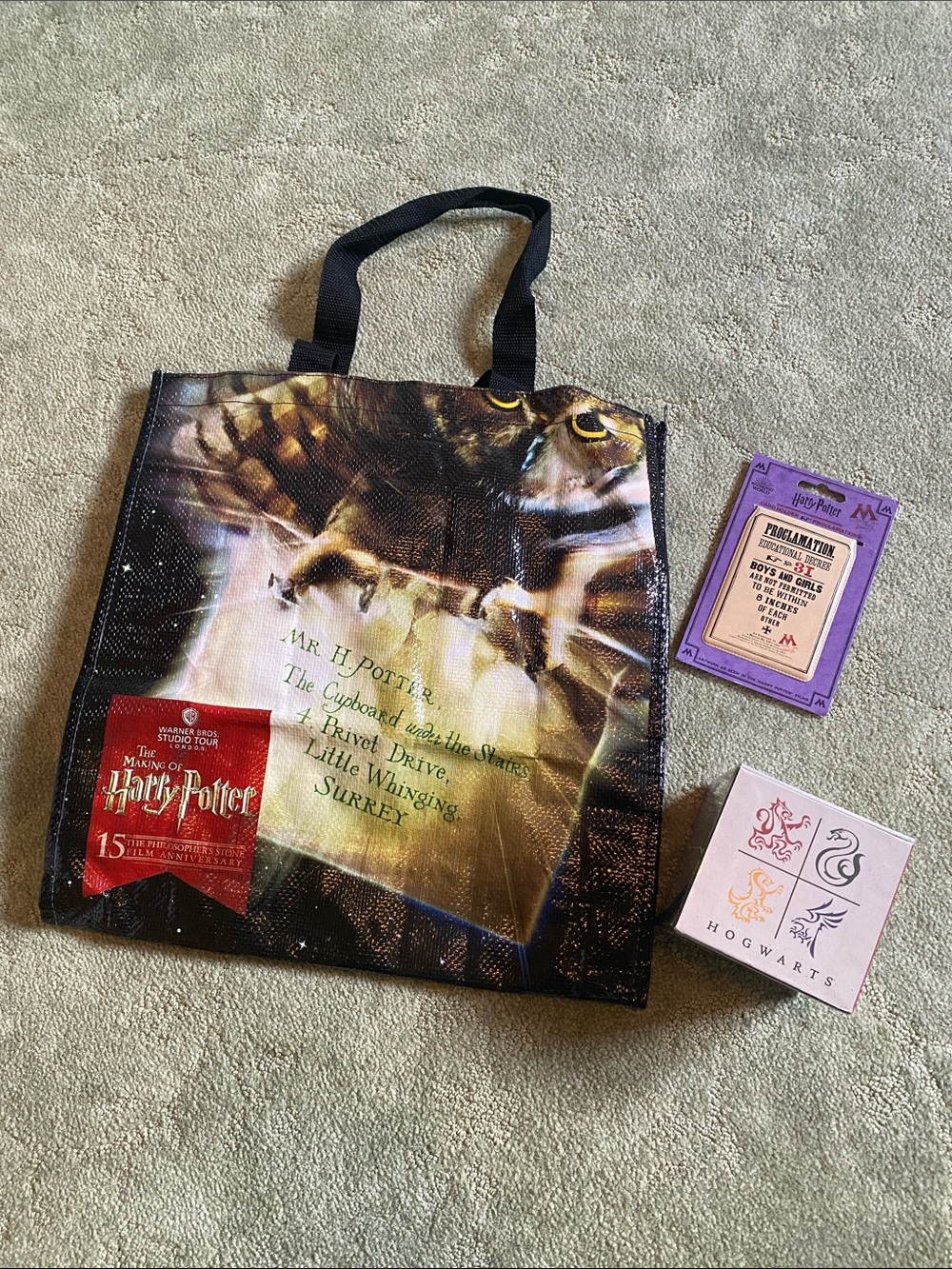 Harry Potter NEW Card Holder Note Cube and Reusable Shopper